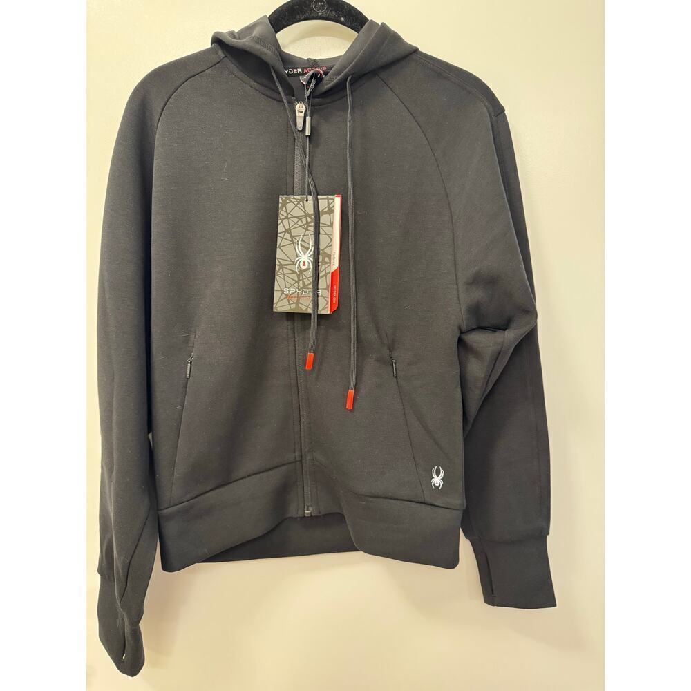 Spyder Active Women's Size Small Black Tri-Blend Zip Up Performance Hoodie NWT